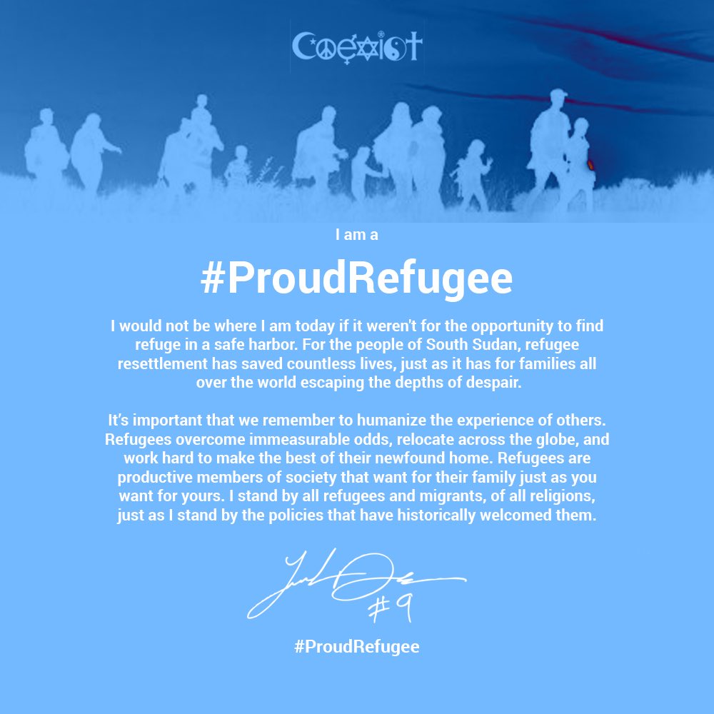 LDengF's tweet image. I am a #ProudRefugee | @LuolDeng9