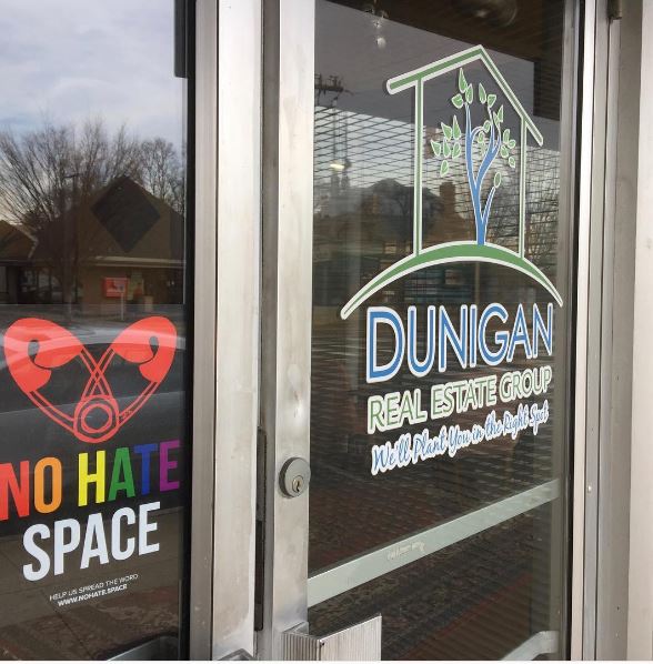 AshleeBaracy's tweet photo. A local grassroots group is countering racism & homophobia through positive posters. Their story of inclusion on @10TV at 6pm. #NoHateSpace https://t.co/rSumdV4ddr