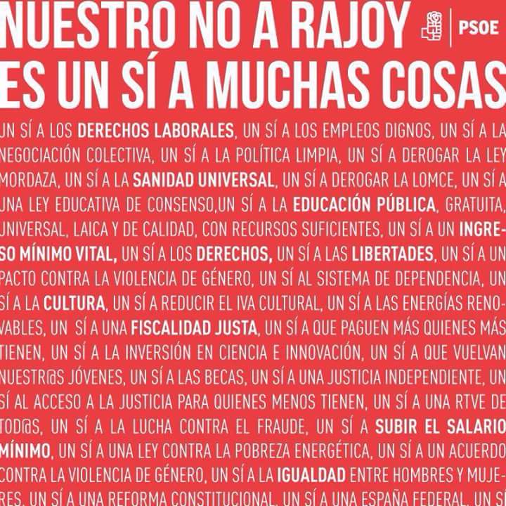 Nuestro NO a Rajoy es un SI a <a href="/sanchezcastejon/">Pedro Sánchez</a>,a un PSOE regenerado,al futuro de nuestros jóvenes y mayores. SI a los socialistas d corazón