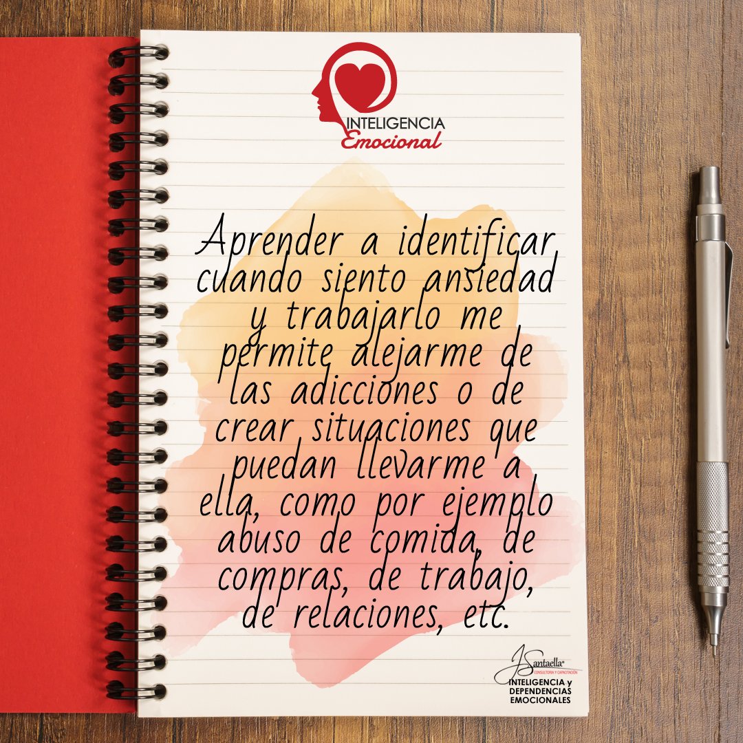 Identificar cuando siento ansiedad y trabajarlo me permite alejarme de las adicciones.  #InteligenciaEmocional #TardesdeMotivación