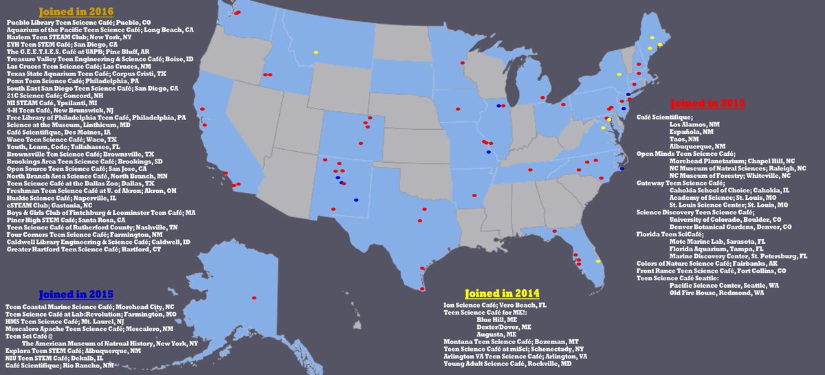 The Teen Science Café Network has been steadily growing. Find out how to start a program in your community! teensciencecafe.org