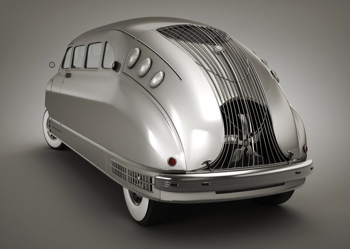 tomwookieford's tweet photo. Still completely obsessed with the 1936-ish Stout Scarab. Detroit at its brilliant weirdest. https://t.co/4SpRQDj8Jp