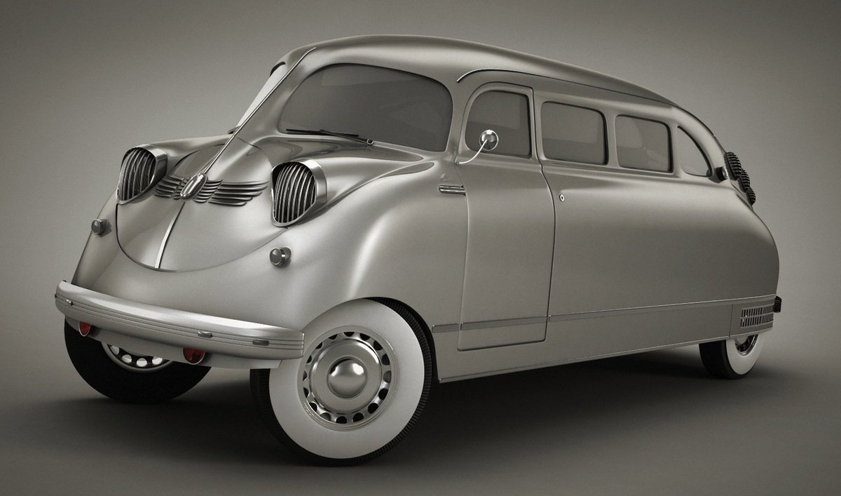 tomwookieford's tweet photo. Still completely obsessed with the 1936-ish Stout Scarab. Detroit at its brilliant weirdest. https://t.co/4SpRQDj8Jp