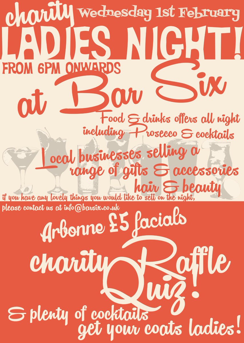 BarsixRudd's tweet photo. This Wednesday! Food and drinks offers,stalls,facials. Raising money for breast cancer research! #ruddington   #cancerresearch #ladiesnight https://t.co/plEcPTEL6a