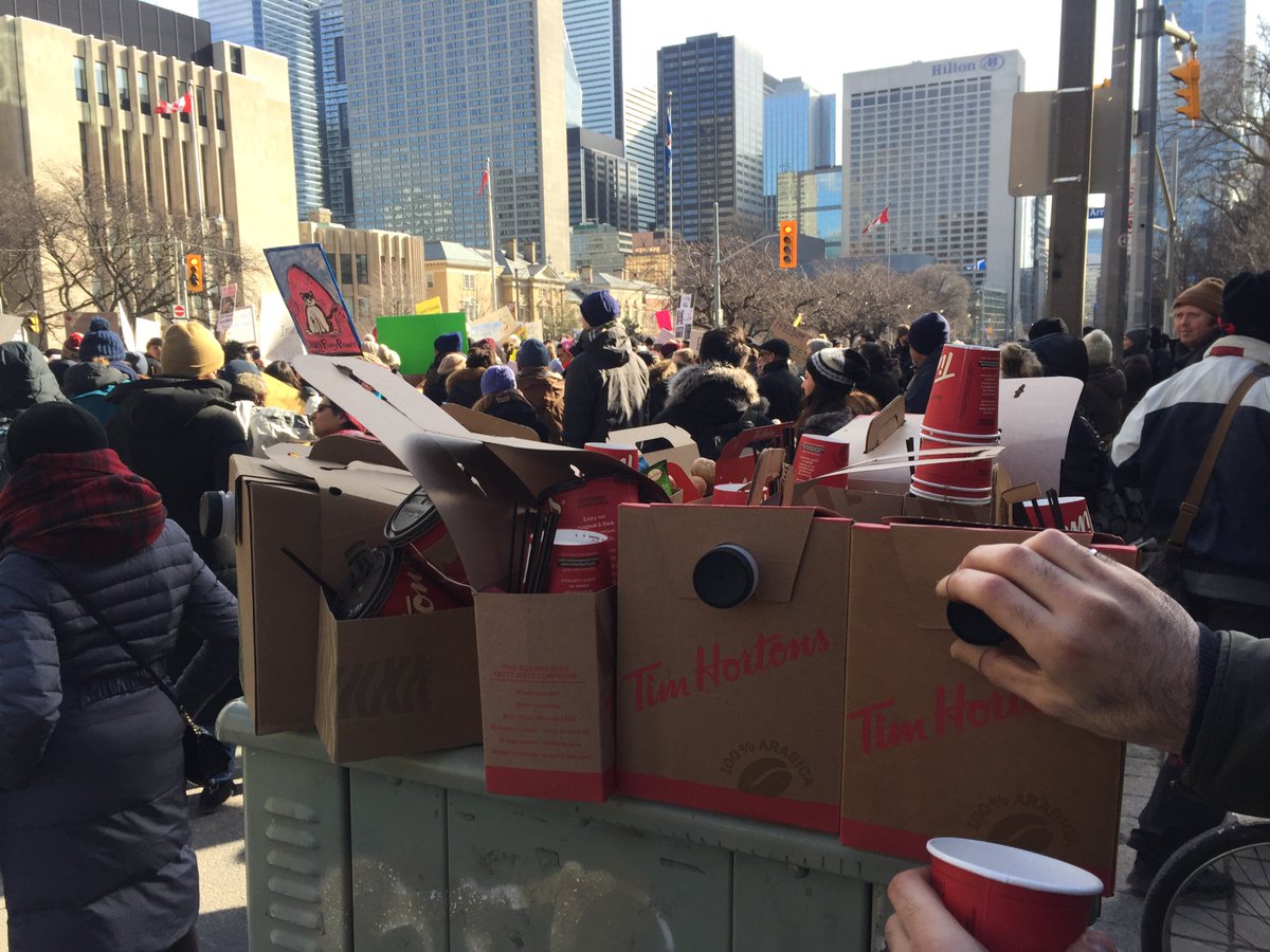 jwints's tweet image. Inclusion, multiculturalism, and Tim Hortons. Perhaps the most Canadian protest ever? #NoMuslimBanTO