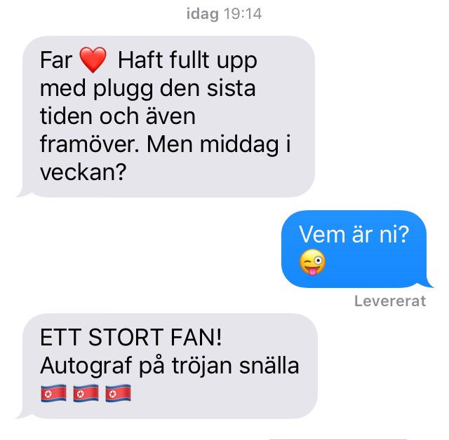 Titta och lär, alla föräldrar därute.
Sköter ni er kan även ni få värdiga sms-konversationer.
<a href="/franslekander/">Frans Lekander</a>