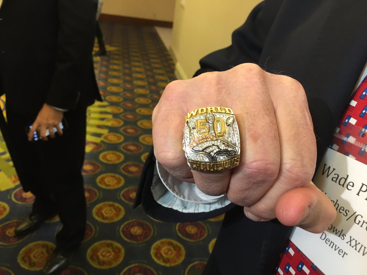 BobABC13's tweet photo. Wade Phillips Super Bowl Ring.@sonofbum @abc13houston @HouSuperBowl https://t.co/RpZENxTAHu