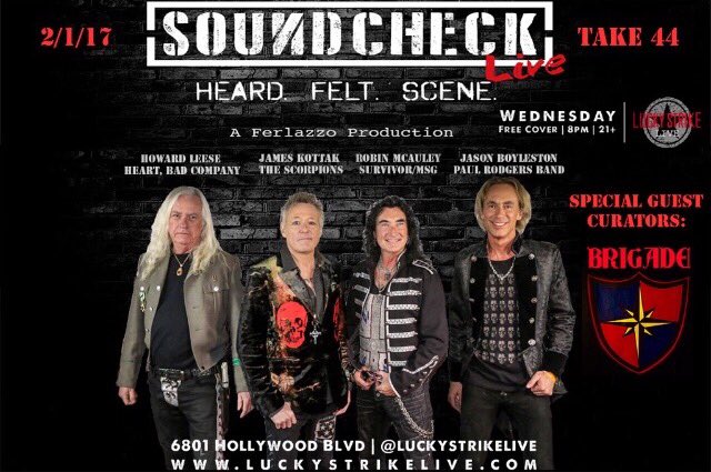 @Brigaderockband live @LuckyStrikeLive in Hollywood Wednesday 2/1/17. #bridagerocks