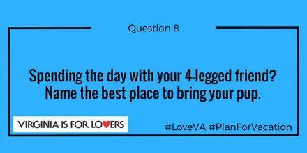 VisitVirginia's tweet photo. Q8: We love traveling with our pup! Where do you take yours? #PlanForVacation #LoveVA https://t.co/sePcWscJoN