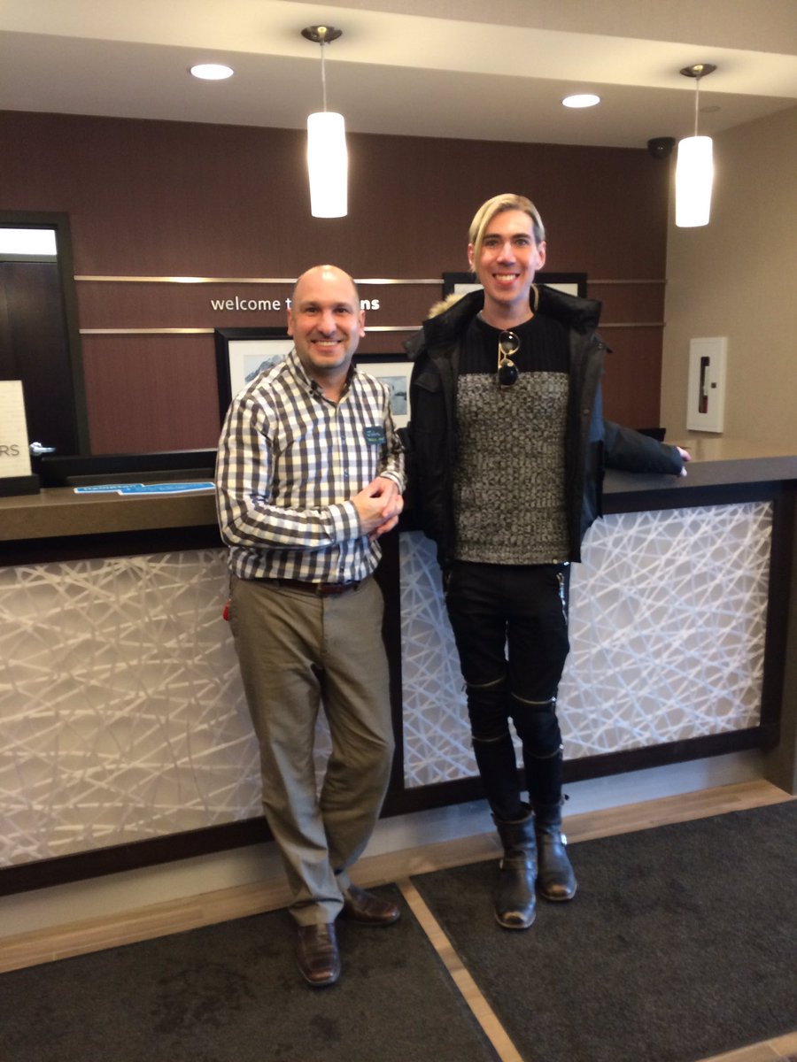 HamptonTimmins's tweet photo. Thanks Josh of @mtrench for spending a night on your visit to #Timmins.  Have a great show tonight. https://t.co/YIeLdqQ6nd