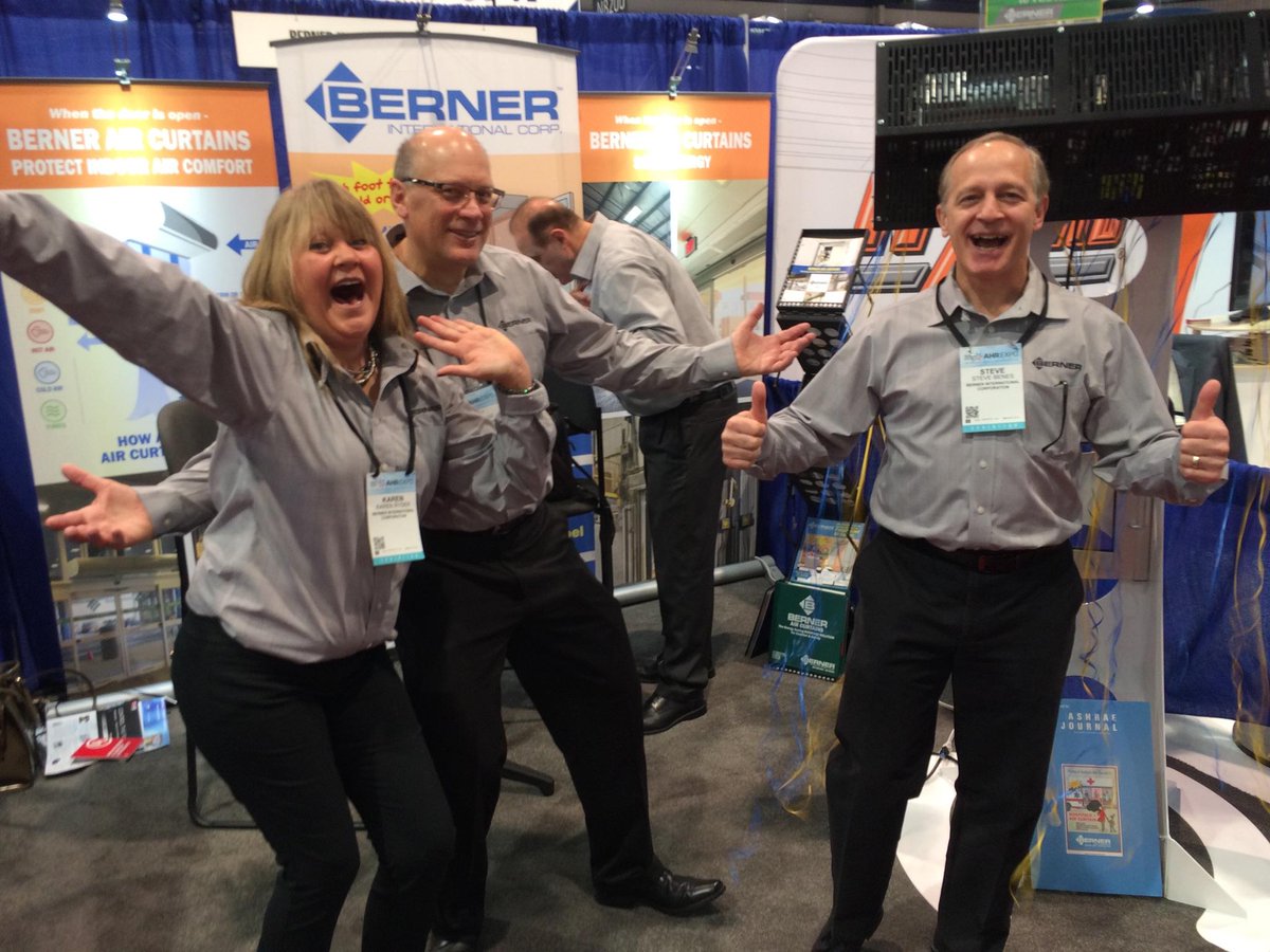BernerAirDoors's tweet photo. The Berner Team is excited to be at the @ahrexpo Come visit us at Booth N8619! #BernerAirCurtains #AHR2017 https://t.co/G0GpLIonsF