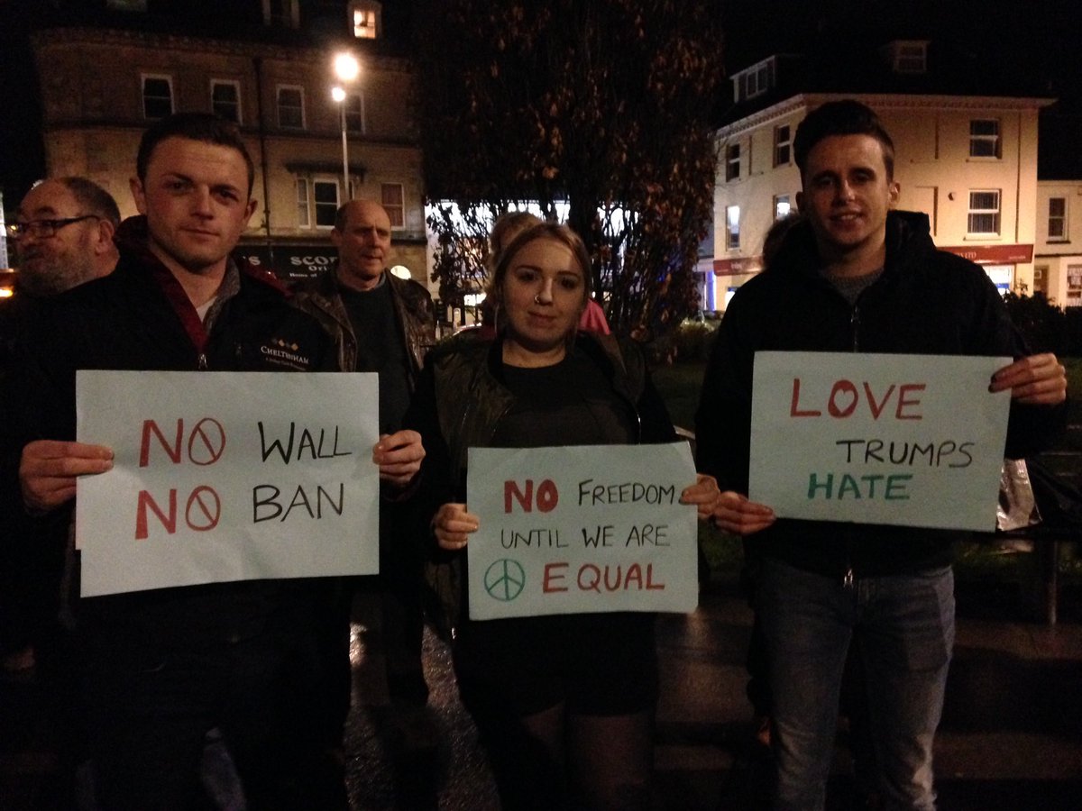 ndgazette's tweet photo. Around 100 people on the Square in Barnstaple standing in protest against Donald Trump #TrumpProtest https://t.co/OpaBhCWnOI