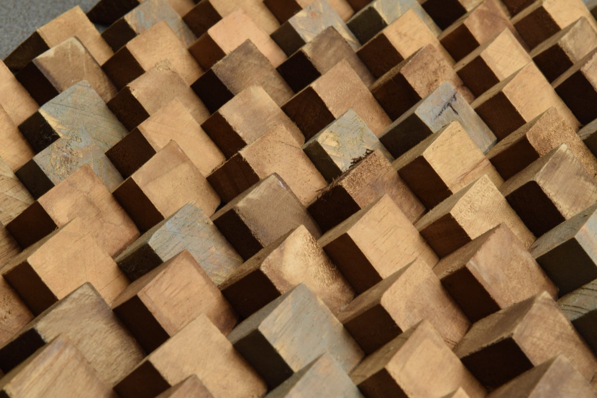 ecotessa's tweet photo. A zoomed in shot of our Terrace Wall Tile, #natural reclaimed teakwood crafted into a beautiful mosaic design! #ecotessa #design #chatt https://t.co/aMpIAOsXOZ