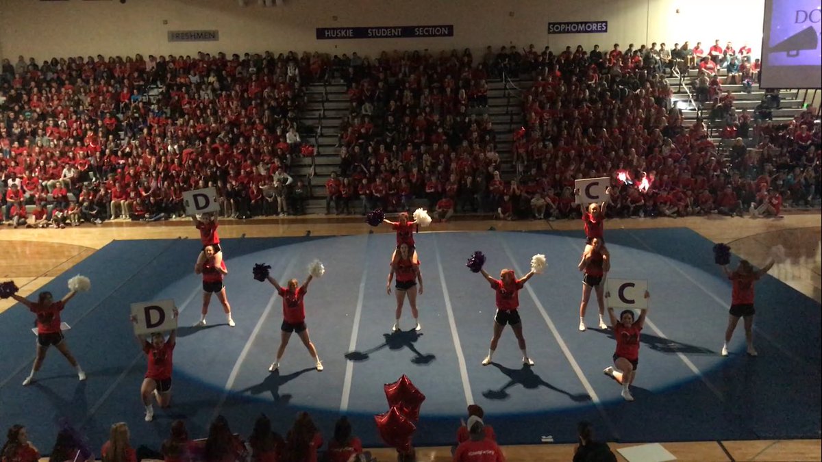 DouglasCoCheer's tweet photo. Performing at the assembly today was awesome! Thank you @county_crazies for cheering along! #CountyForCory https://t.co/hCy2lSiIji
