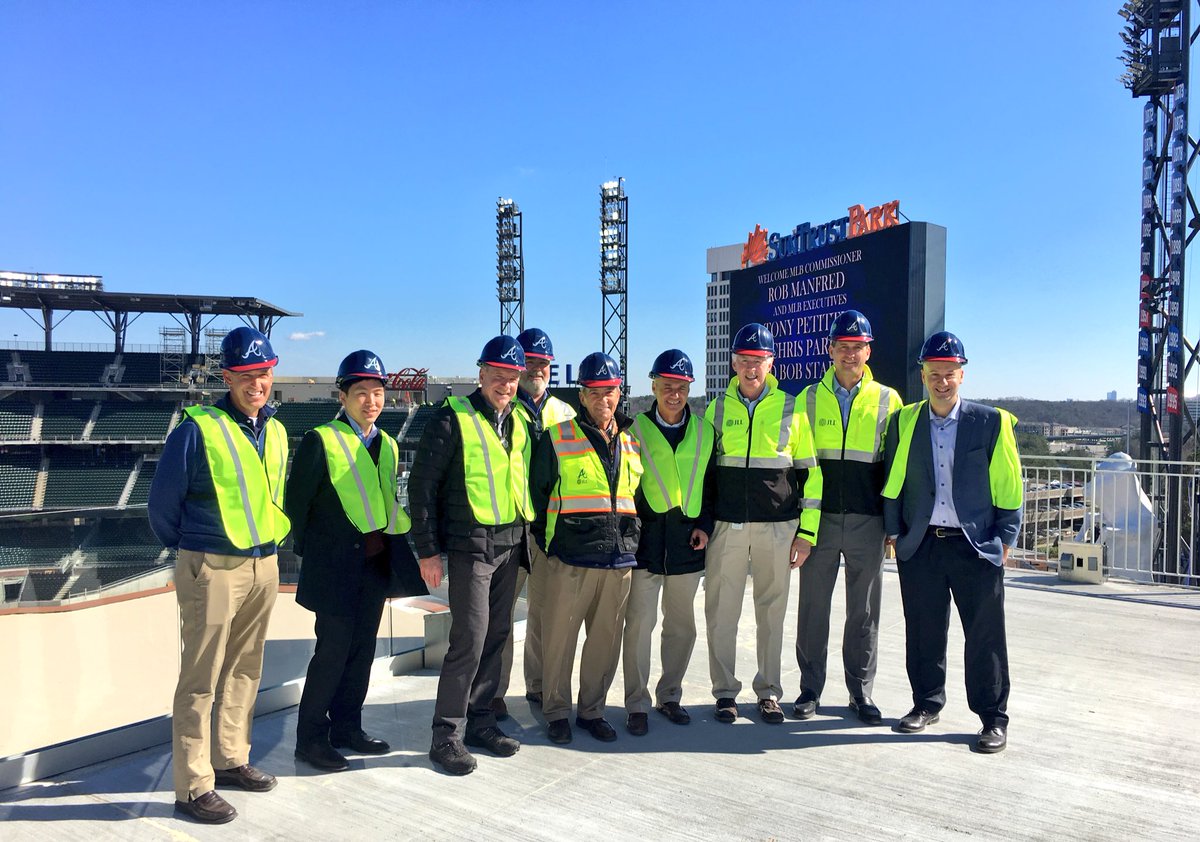 Braves's tweet image. Welcome to @SunTrustPark, Commissioner Manfred!