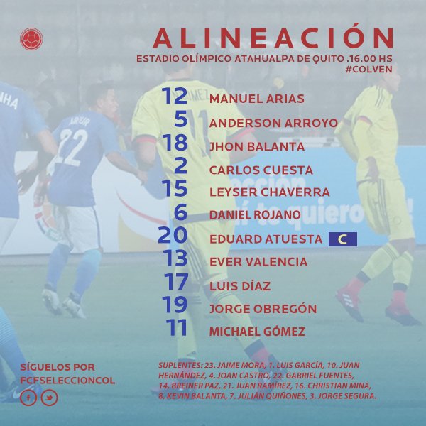FCFSeleccionCol's tweet photo. #SudamericanoSub20 

Esta es la nómina oficial de #FCFSub20 para enfrentar a Venezuela: https://t.co/lnKDsScnAM