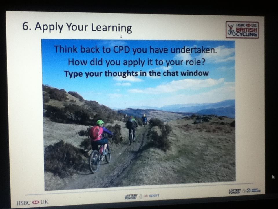 HardieMtb's tweet photo. @BritishCycling @ScottishCycling #MTBleadership #SCCoaching #Bccoaching took part in MTB leadership CPD Webinar tonight #knowledgeispower https://t.co/toz9SJtWey