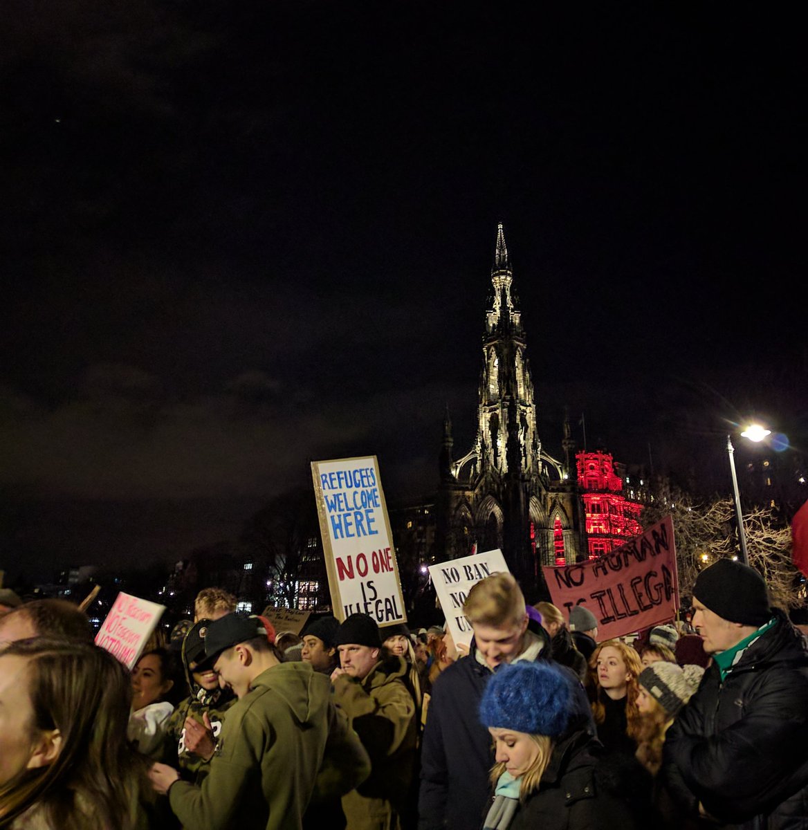 carolineoreo's tweet photo. Huge turnout for Edinburgh protest. Proud of my adopted city #MuslimBanprotest #StandUpToTrump #RefugeesWelcome #refugeesarewelcomehere https://t.co/zbzZuH6MHE