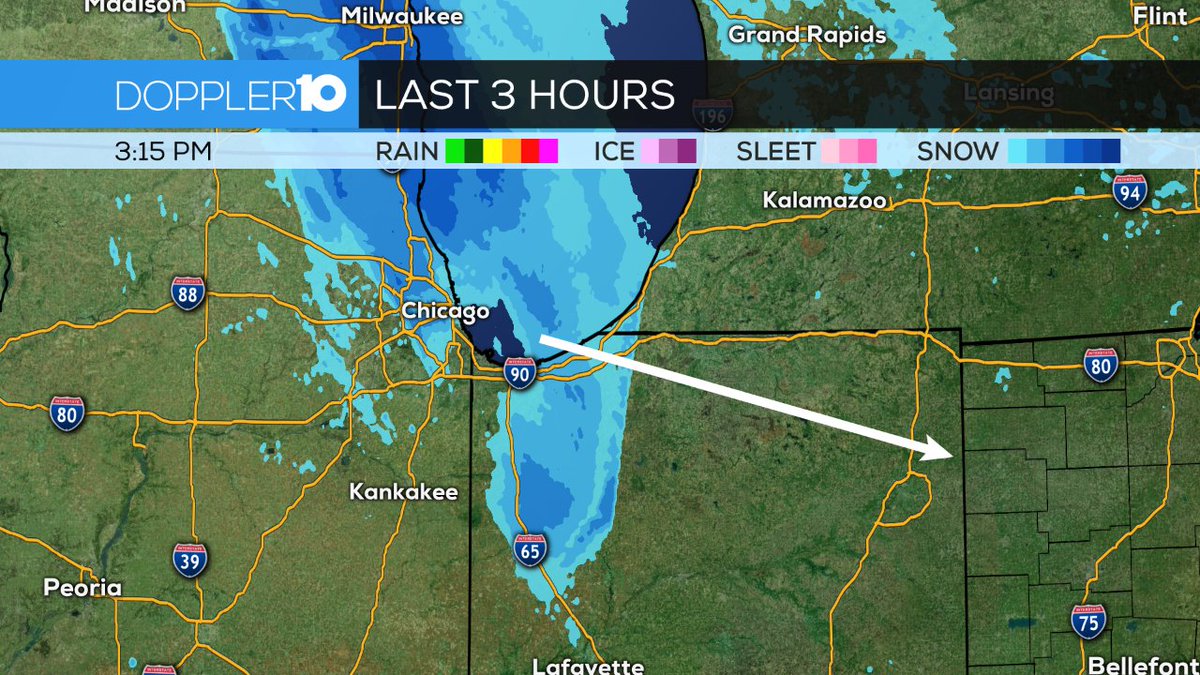 Chris10TV's tweet photo. TRACKING MORE SNOW--  Light snow moving across Chicago will move into Ohio tonight. 1" north of Columbus. #10tv https://t.co/KG9JxAzeVl