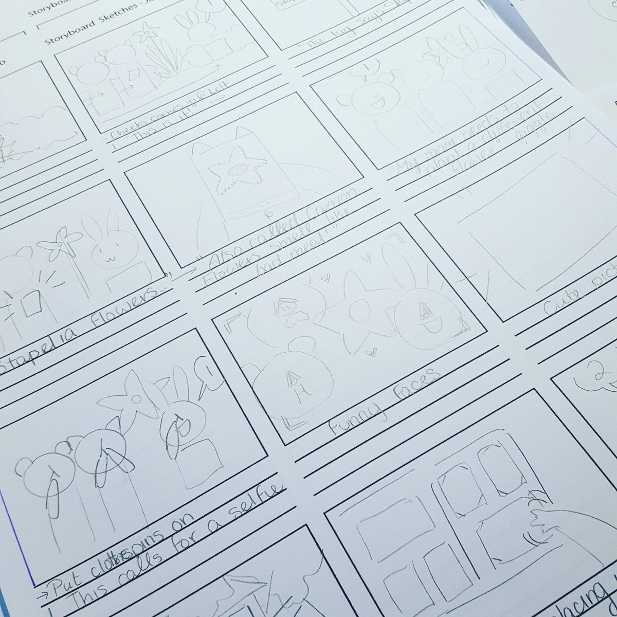 purefey's tweet photo. Working on the storyboard for a kid's stop-motion cartoon called #SqueaksAndCheeks 🐷🐰 https://t.co/xaK1Msdplb
