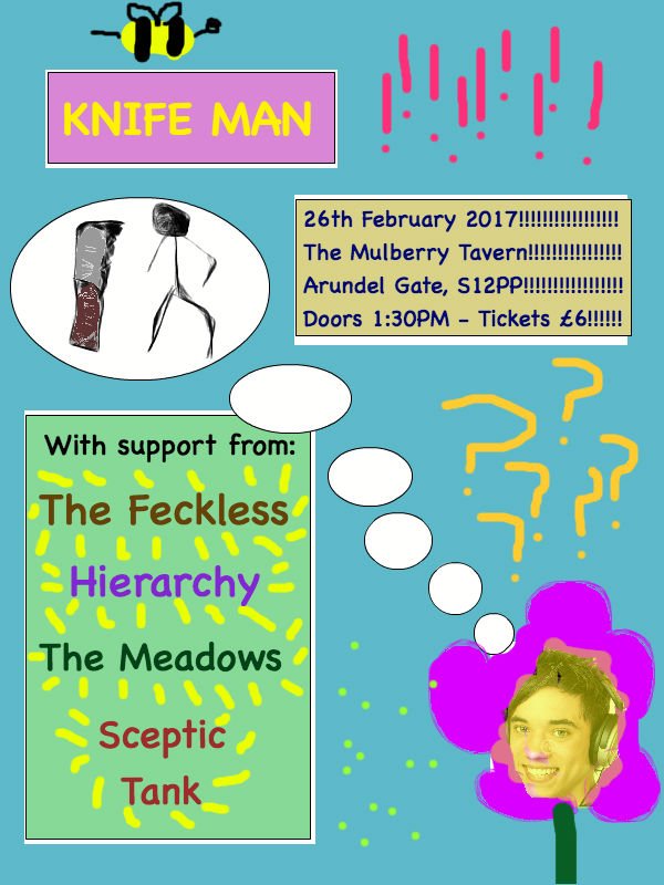 knifemanuk's tweet photo. OUR FIRST HEADLINE SHOW! We're playing this Mulberry Tavern matinee in February with so many of our mates, tickets are just £6 so come down! https://t.co/byQ8LahRRz