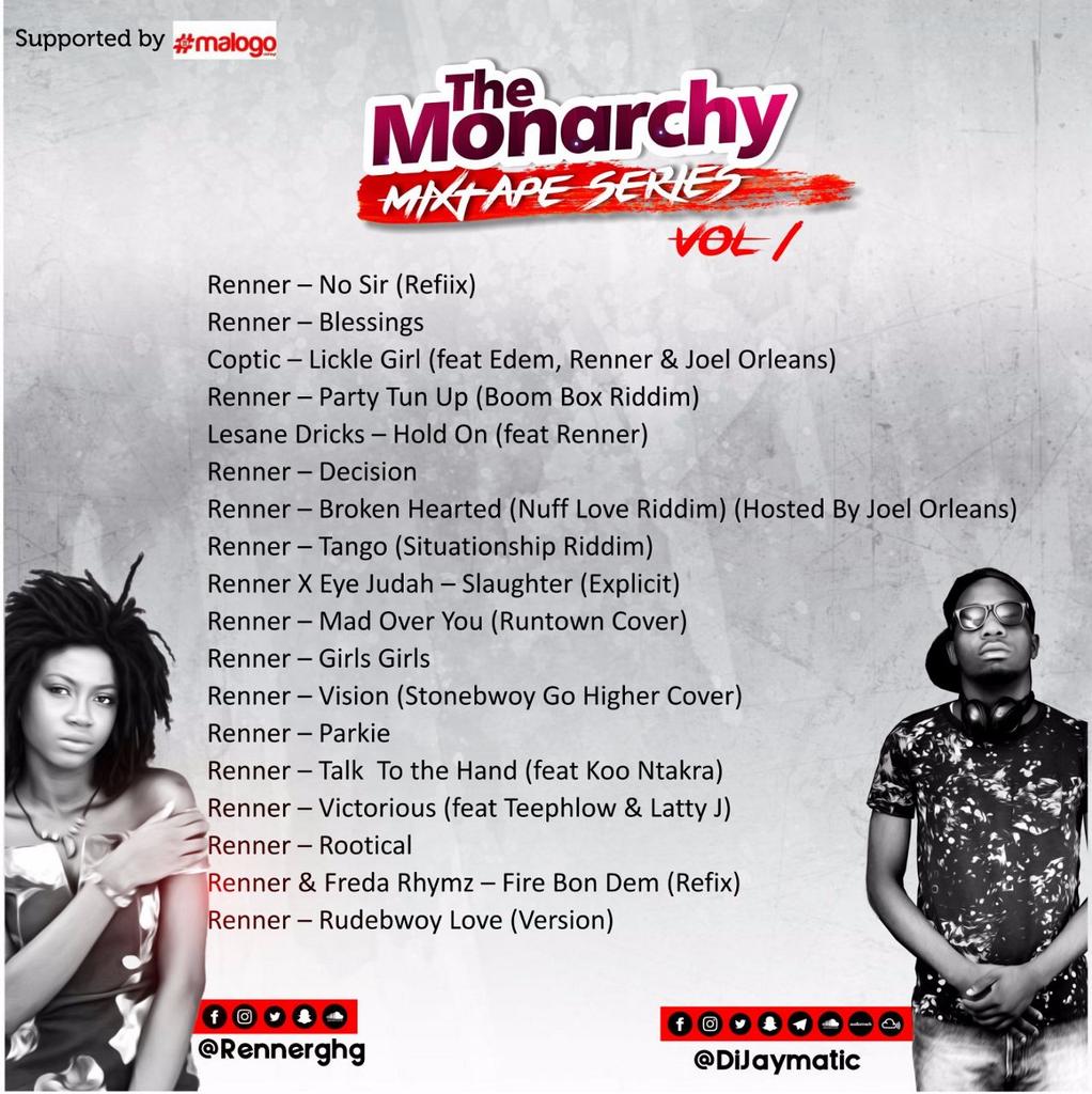 iamriri_tm's tweet photo. Finally The Monarchy Mixtape feat @RennerGhg  is Out.
Listen here https://t.co/SaWZPZj8IM via @mixcloud https://t.co/x0Uku3eIV9