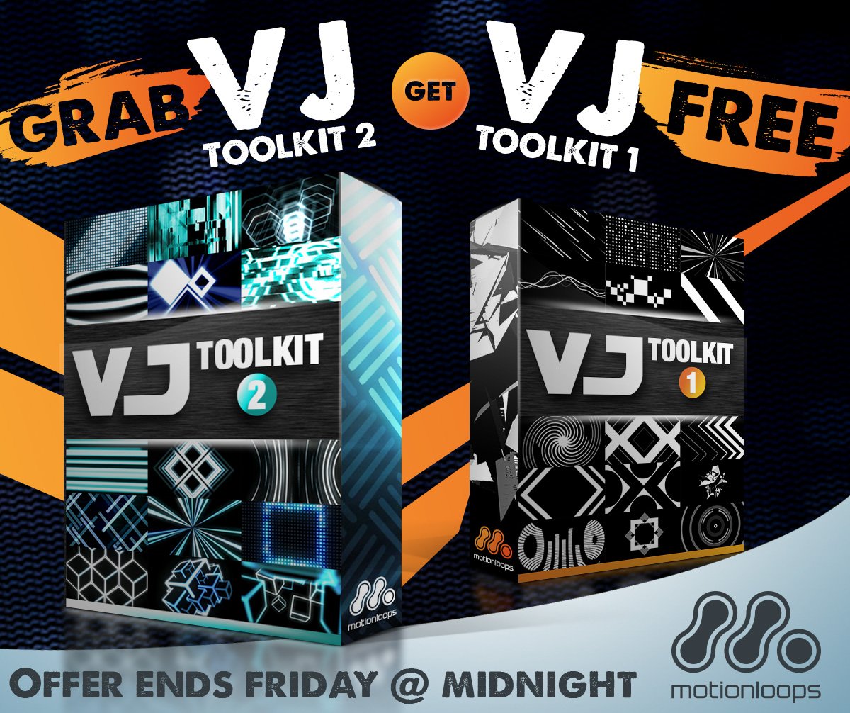 MotionLoops's tweet image. VJ Toolkits deal starts today! 200 seamless video loops to sync with on stage. Buy V2 get V1 free this week only! bit.ly/2kkgTb6