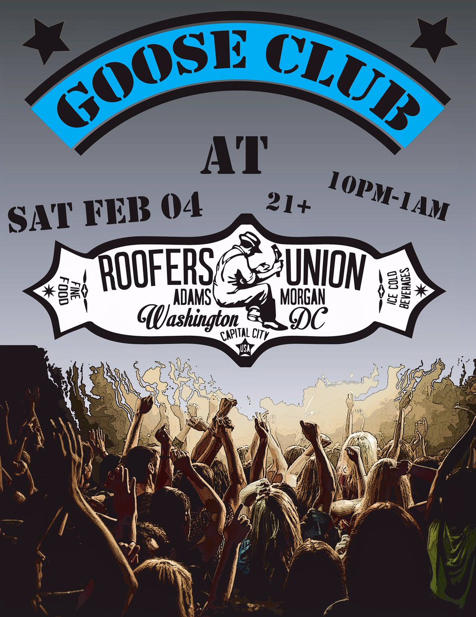 GooseClubMusic's tweet photo. LANDING.... welcome to GooseClub. We will be performing at beautiful Roofers Union this sat at 10pm in Adams Morgan. #theflockisforming https://t.co/kq5GrVET3d