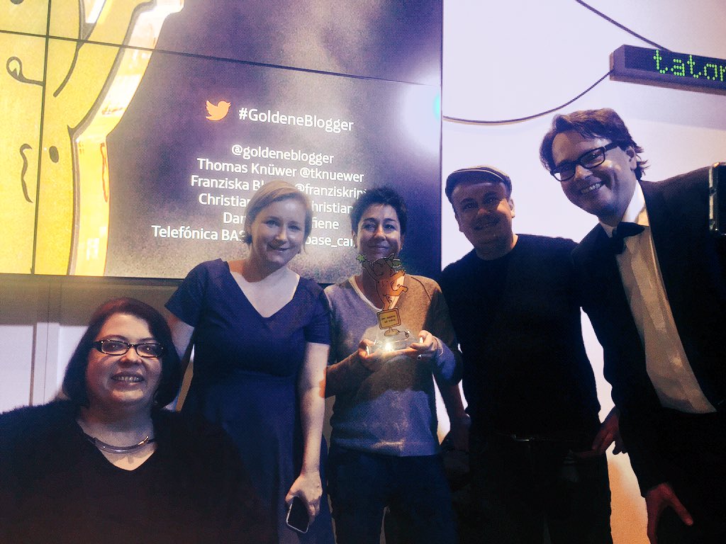 Die Jury und Gewinnerin <a href="/dunjahayali/">Dunja Hayali</a> #GoldeneBlogger
