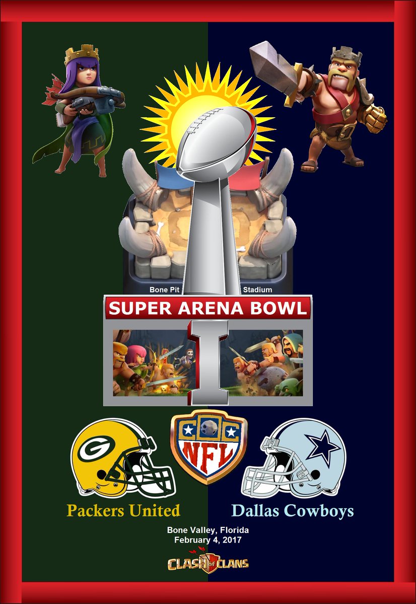 CoCNFL's tweet photo. 2016 @CoCNFL Super Arena Bowl I
(1) Packers United vs. (2) Dallas Cowboys
February 4, 2017
Bone Pit Stadium
Bone Valley, Florida https://t.co/d02bM0zcP9