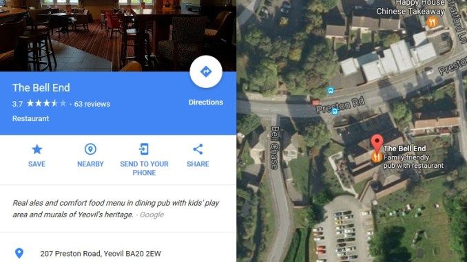 Google changed the the name of The Bell Inn, Yeovil - Yer Tiz buff.ly/2jvAOiR
