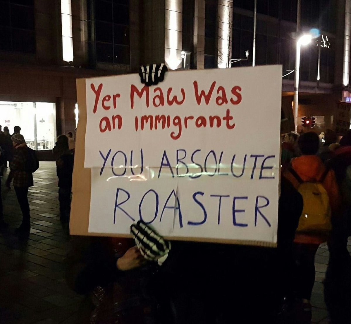 stupendous223's tweet photo. #ScotlandAgainstTrump protest signs are everything you'd expect. https://t.co/sKVCnCFEO4