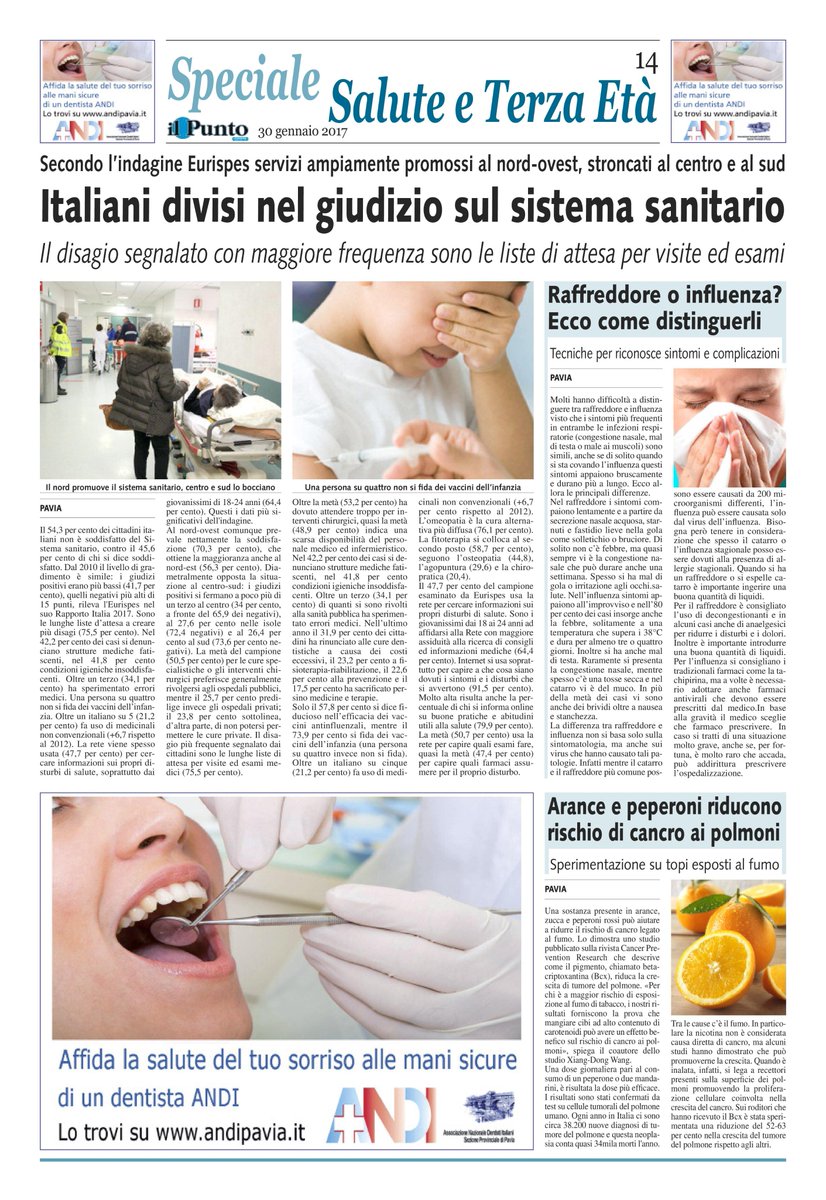 andipavia1's tweet photo. Oggi Il Punto, prima pagina "Speciale Salute".In alto due manchette,iniziativa fuori programma di Marco Verbena.
#DENTISTIANDIPAVIA https://t.co/iJwlZMfNWn