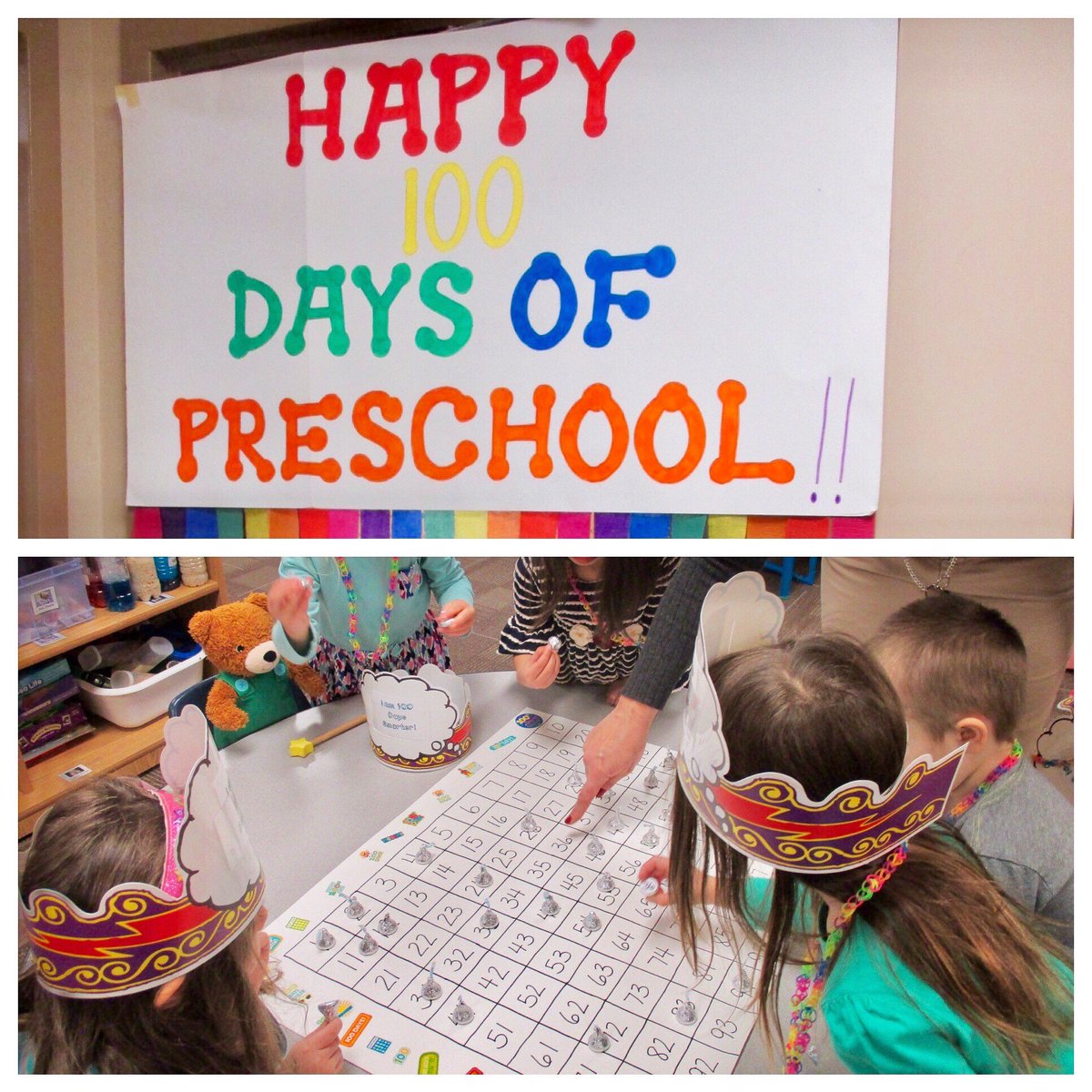 EduKidsInc's tweet photo. Our #OrangeBears at Clarence celebrated #100daysofschool last week with a scavenger hunt for 100 Hershey Kisses! Pretty sweet! #EduKidsInc https://t.co/aChPBJivHU