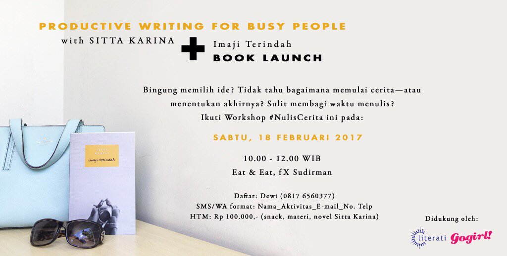 LiteratiBooks's tweet photo. Yuk, belajar langsung dr penulis #SeriKeluargaHanafiah @sittakarina bagaimana kiatnya menulis di tengah kesibukan. #NulisCerita https://t.co/EBD4y90Zz9
