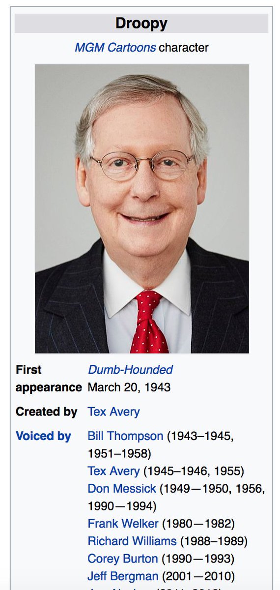 Keely Flaherty On Twitter Oh My God Someone Switched Mitch Mcconnell S Wikipedia Page With Droopy The Dog S