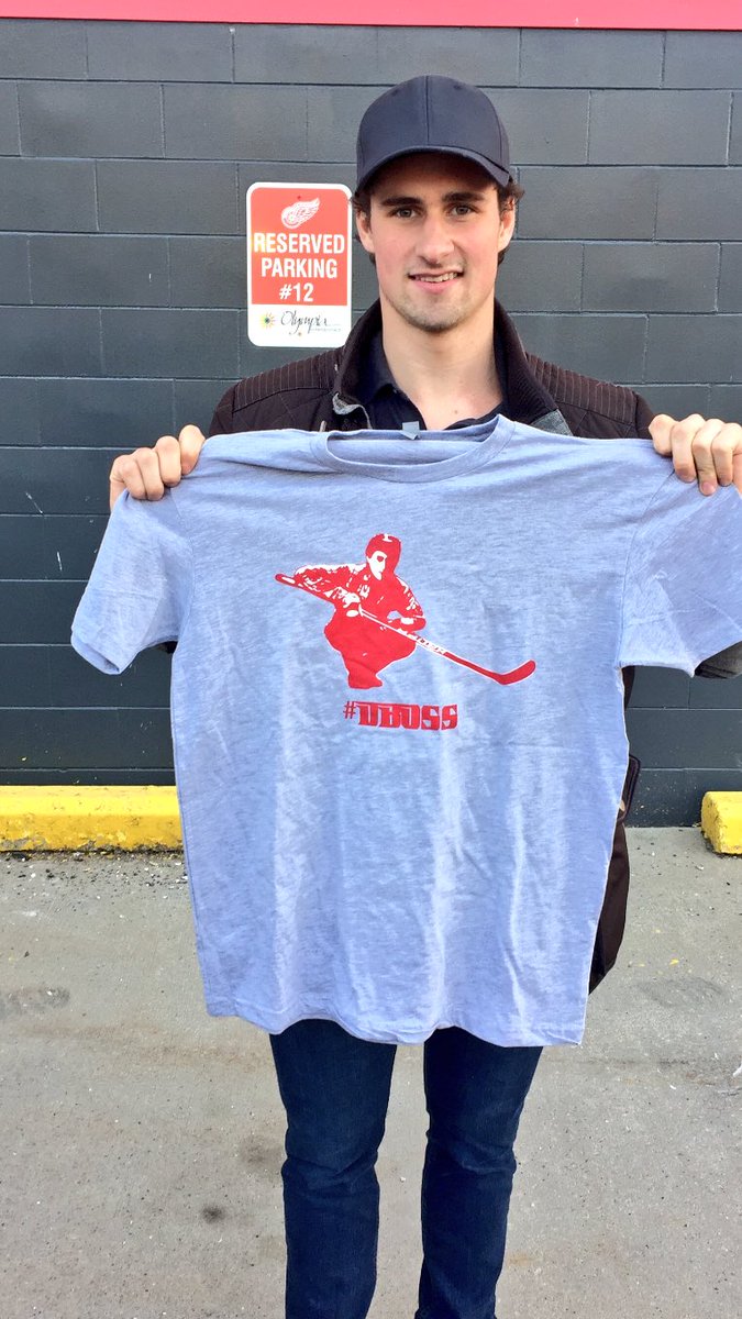 Dylanlarkin39's tweet photo. Everyone gear up for our play off push with these official DBOSS shirts! Find them at https://t.co/I2ntYzzUR4 for a limited time! https://t.co/p0mxSE4Iq0