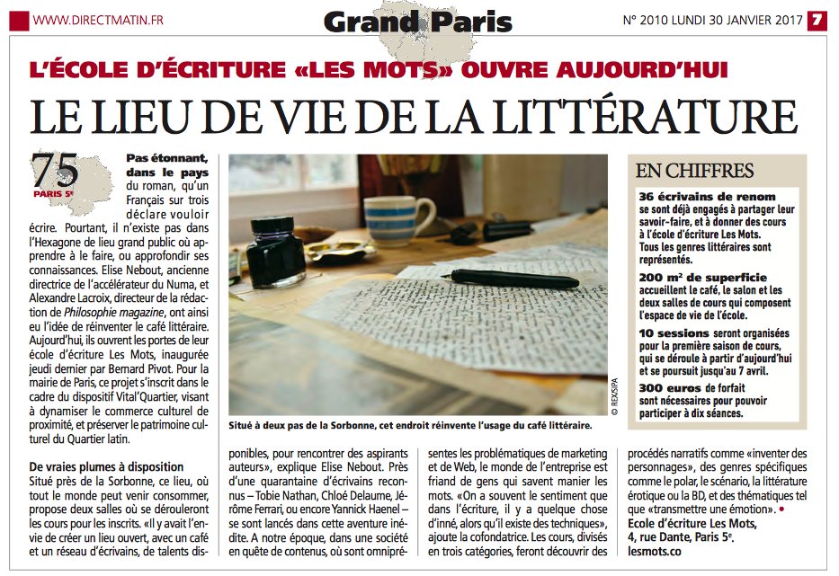 Ce joli article dans Direct Matin sur Les Mots.