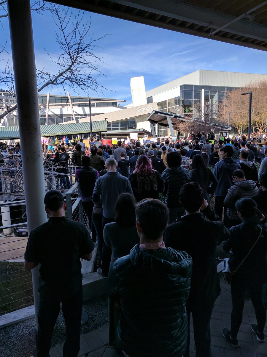 Protests of the immigration ban happening at Google today.