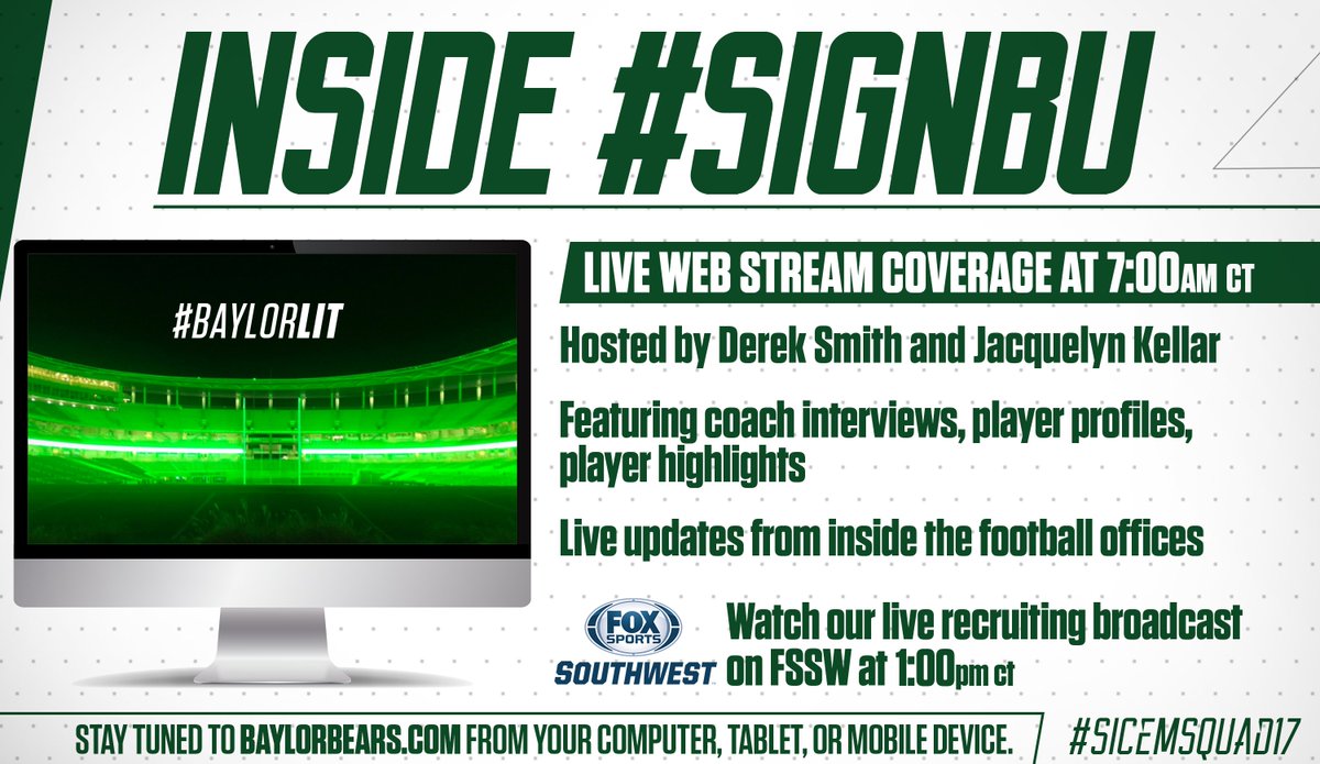 BUFootball's tweet image. 📝 Football Announces Signing Day Coverage: baylorbears.com/sports/m-footb…

#SicEmSquad17 🏈
#BaylorLit 🔥🔥🔥