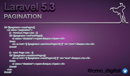 cmo_solution's tweet image. #laravel53 pagination - love it - so easy even I come across as intelligent