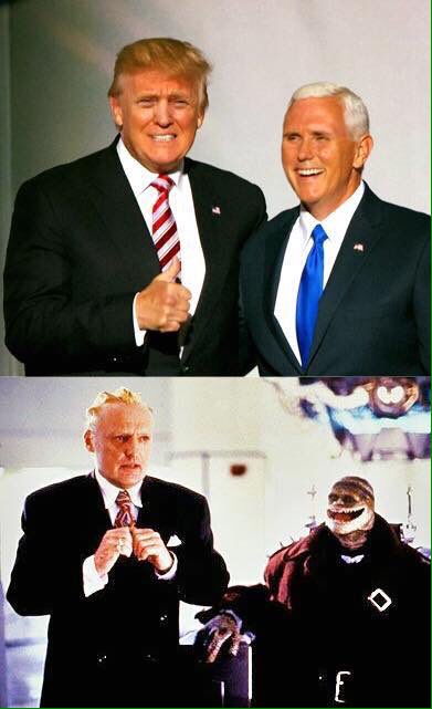 Ows_Casper's tweet photo. 'meanwhile we just found a #doppelgänger of @realDonaldTrump &amp; his troll @mike_pence #dumptrump #NoBanNoWall #Resist https://t.co/IwB1pcHAAL