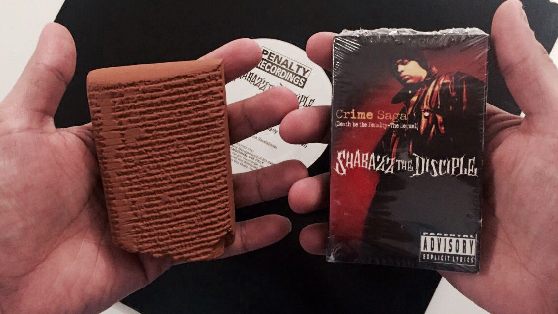 74billion's tweet image. 1500 BC Sumerian Tablet Three of the Enuma Elish

or

1995 AD original sealed @ShabazzDisciple Crime Saga single audio cassette tape..???? 🤔