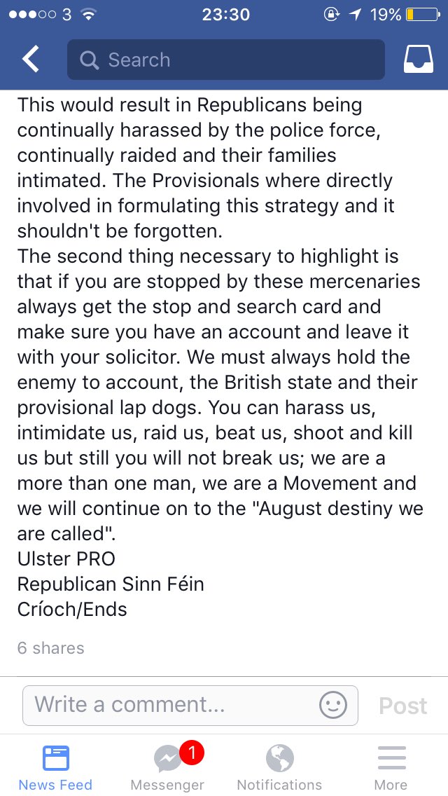 RepublicanSF's tweet photo. Statement from our Ulster PRO #UnbowedUnbroken https://t.co/b2B3KTS12I