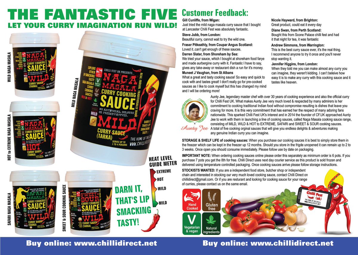 AuntyJee's tweet photo. @AuntyJee Will at all @chilli_festival events in 2017, come stock up on your cooking sauces retweet https://t.co/JpPrj6EZO4
