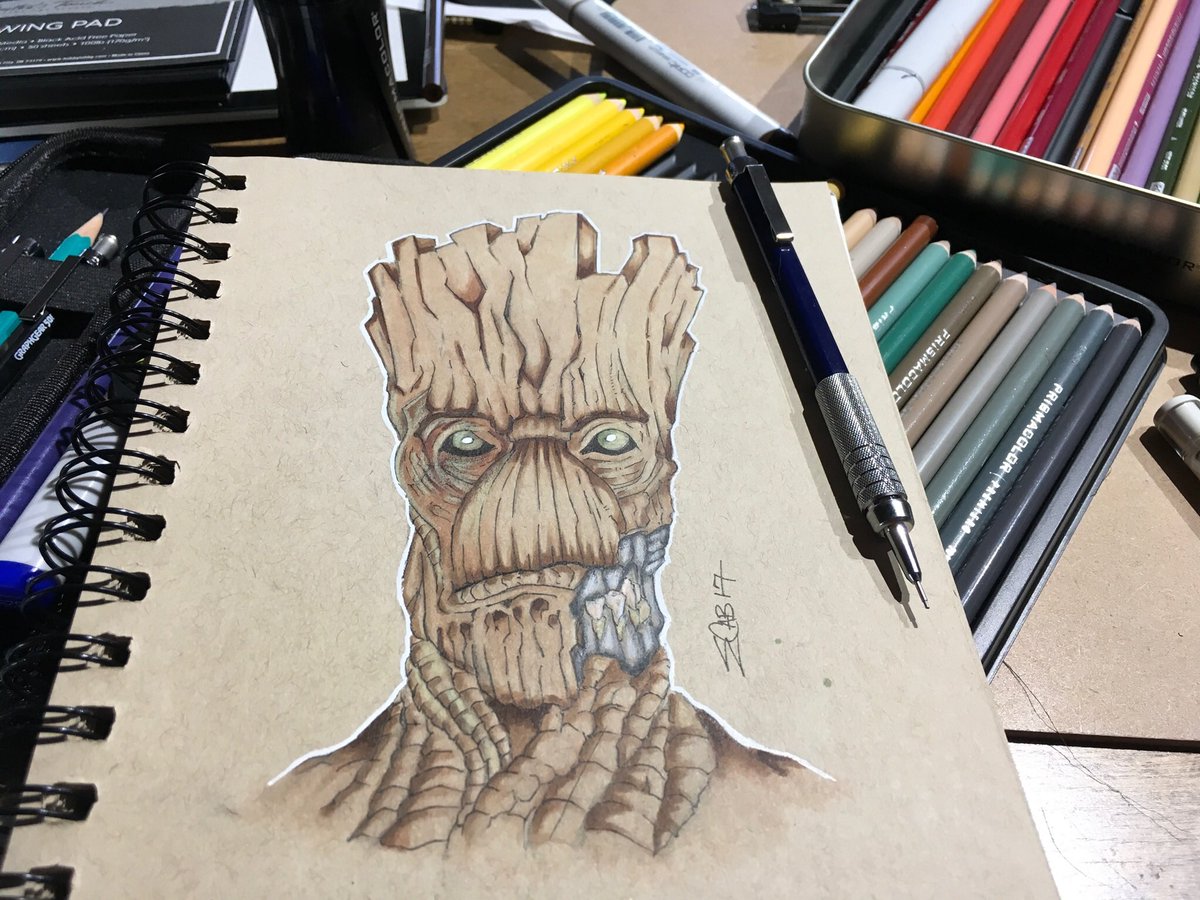 BlindWeebleTV's tweet photo. I am #groot #GuardiansoftheGalaxyVol2 #copicmarkers #prismacolor #ComicArt https://t.co/v5rixej7Vw