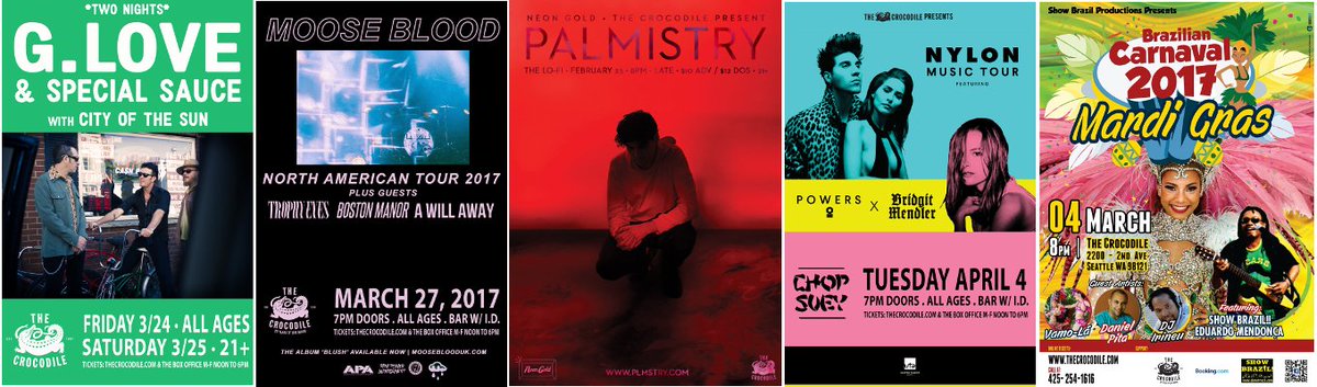 postergiant's tweet photo. See what's happening at @thecrocodile, @ChopSueySeattle &amp; more before the posters even hit the streets: https://t.co/eo9oaS0m8L https://t.co/N32wRWuttO