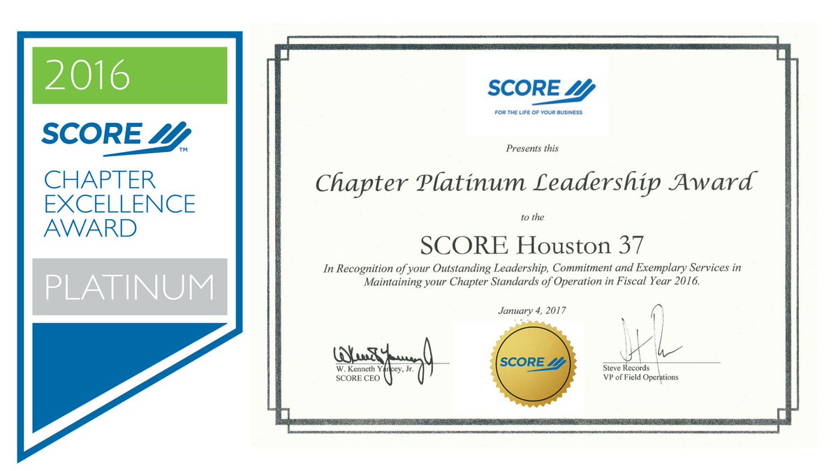 SCOREHouston's tweet photo. #SCOREHOU SCORE Houston
SCORE “Mentors to America’s Small Business” honored SCORE Houston with its Chapter Platinum Leadership Award. https://t.co/6yWHdAMMUC