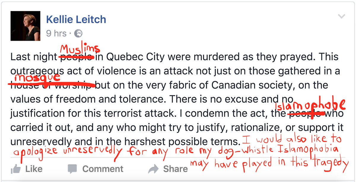 Hey <a href="/KellieLeitch/">Kellie Leitch</a>, something about your statement seemed a bit off, so I edited it for you #StandwithMuslims #WelcometoCanada #cdnpoli