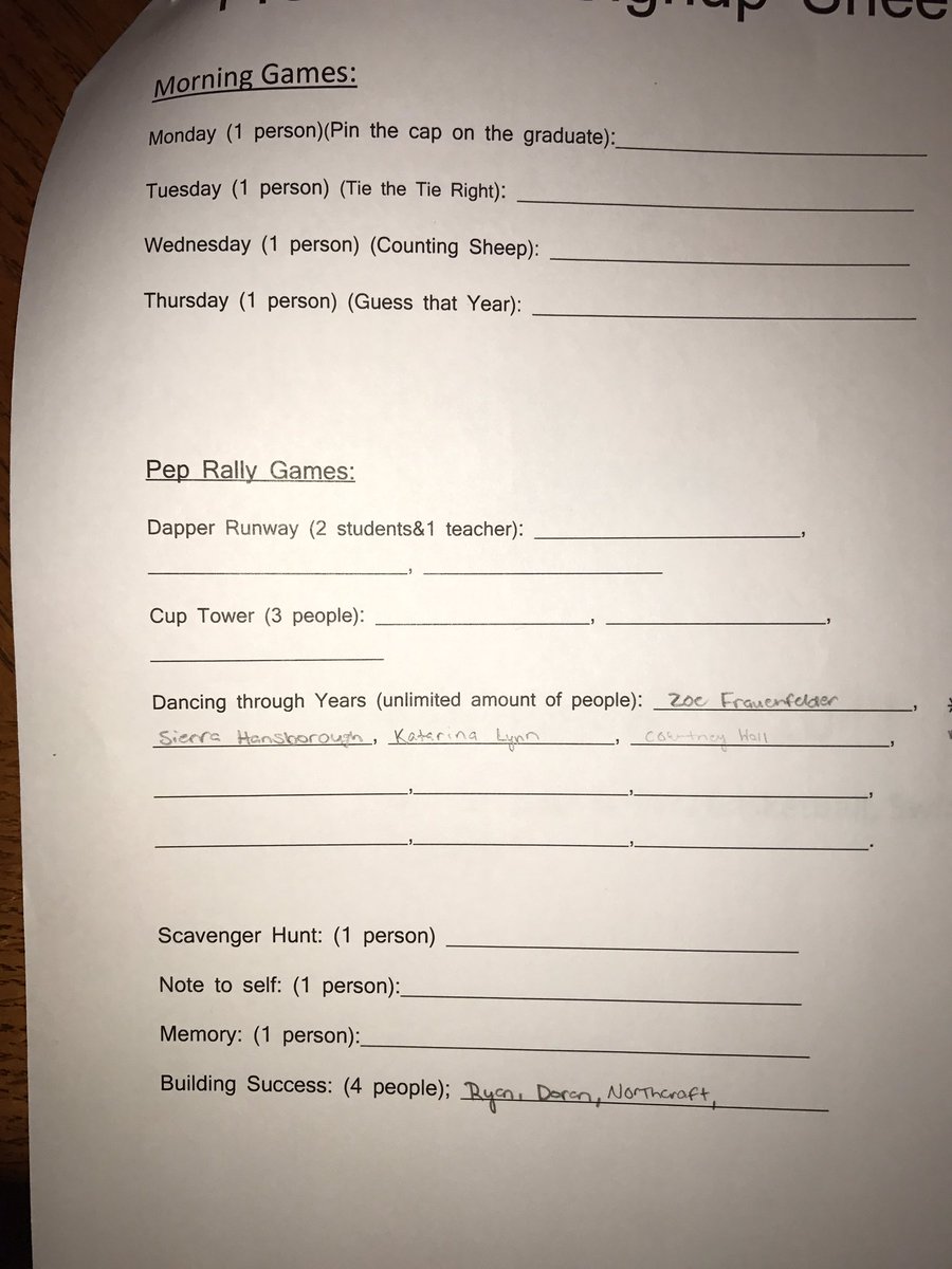Musselman2018's tweet photo. Here are the games and the people who have signed up. Hurry up and get a spot!!! https://t.co/9tu4HKqNG0